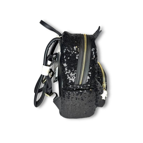 Loungefly X Sanrio Badtz-Maru Black Sequin Mini Backpack New Faux Leather - Picture 4 of 11
